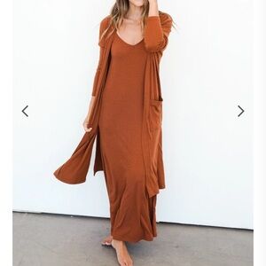 CJLA ribbed spaghetti dress - new - redwood color (rust) - medium